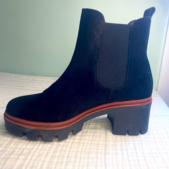 Antonio De Faria Black Suede Leather Chunky Chelsea Pull On Boot Grunge Punk 6.5 - Picture 2 of 16